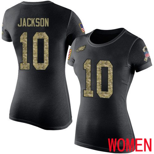 Women Philadelphia Eagles #10 DeSean Jackson Black Camo Salute to Service NFL T Shirt